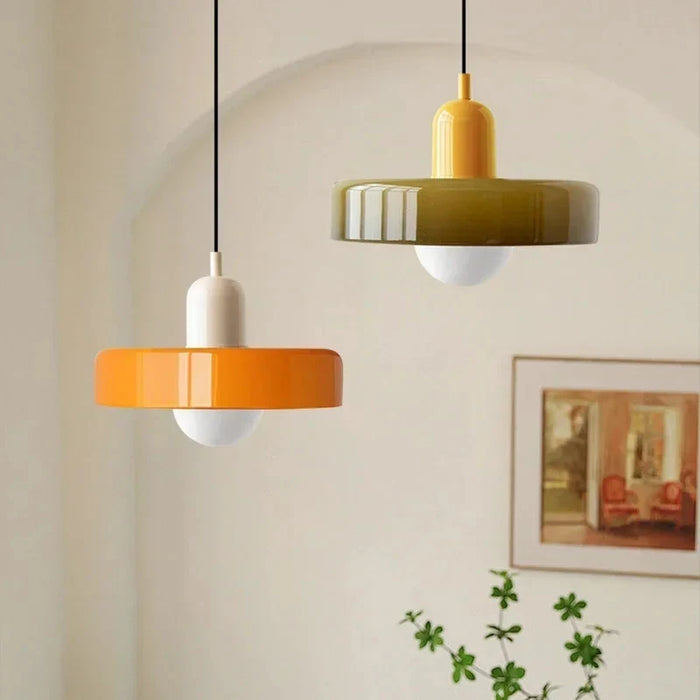 Adjustable cord glass hanging lamp for bedroom decor