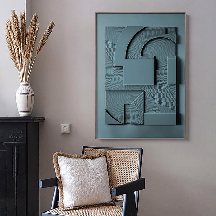 Geometric Morandi Hanging Painting on a modern wall, showcasing soft pastel tones and abstract shapes in a minimalist home setting
