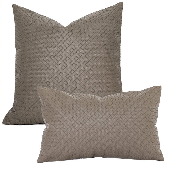 Woven Textured PU Leather Throw Pillow Cover - Cappucci Living