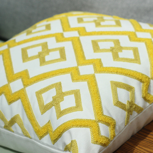 Cotton cushion cover with intricate embroidery design