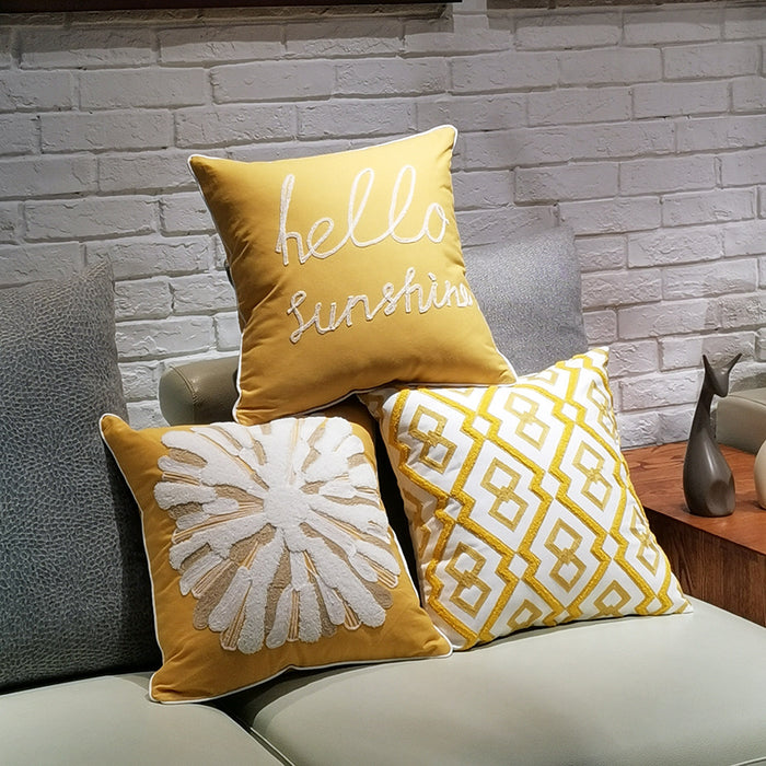 Embroidered Throw Pillow Sofa Cushion - Cappucci Living