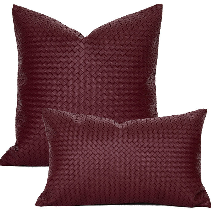 Woven Textured PU Leather Throw Pillow Cover - Cappucci Living