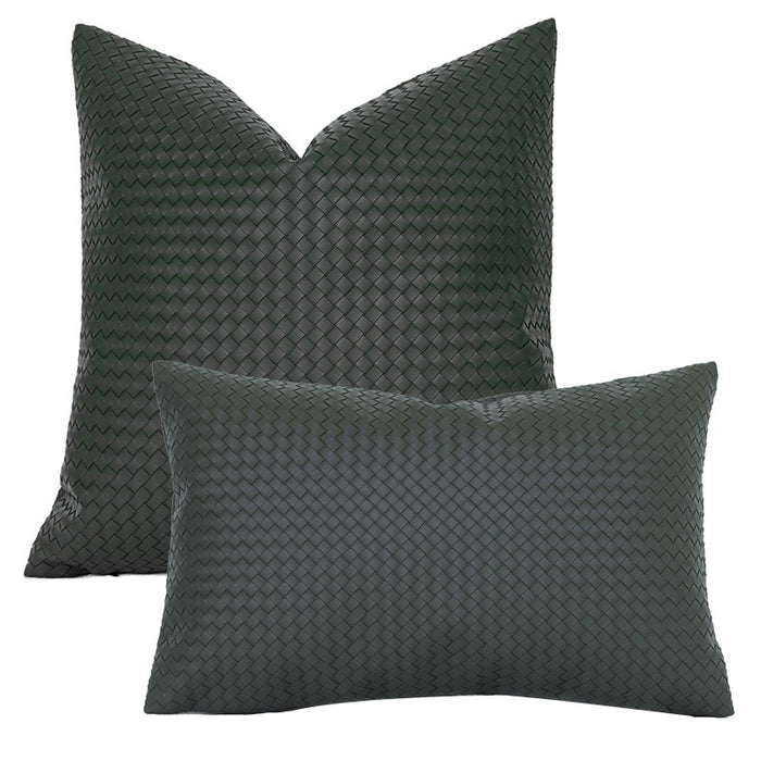 Woven Textured PU Leather Throw Pillow Cover - Cappucci Living