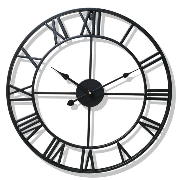 Simple Vintage Ornament Wall Clocks Round Wrought Iron Wall Clock