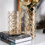 Golden Metal Hollow Glass Vase - Cappucci Living