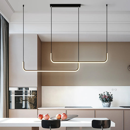 Black Minimalist LED Pendant Light for Dining Room