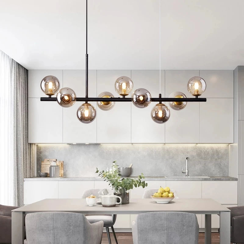 Elegant suspension luminaire for kitchen and parlor