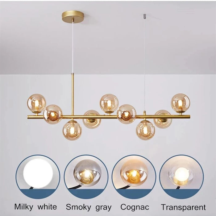 Contemporary multi-light chandelier with adjustable cords