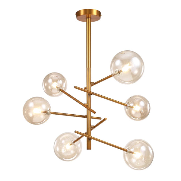 Elegant Amber Glass Ball Pendant Light for Kitchen