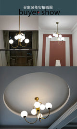 Office flush mount gold chandelier with frosted glass