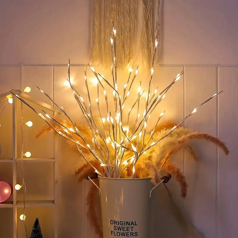 Rustic holiday twig lights with 20 warm white LEDs