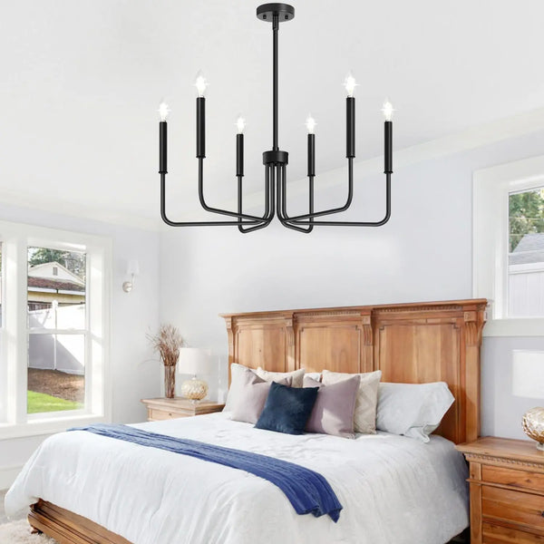 6-Light Modern Chandelier for Bedroom and Foyer