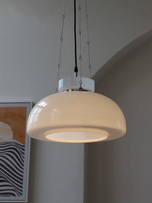 Vintage French country white glass pendant lamp