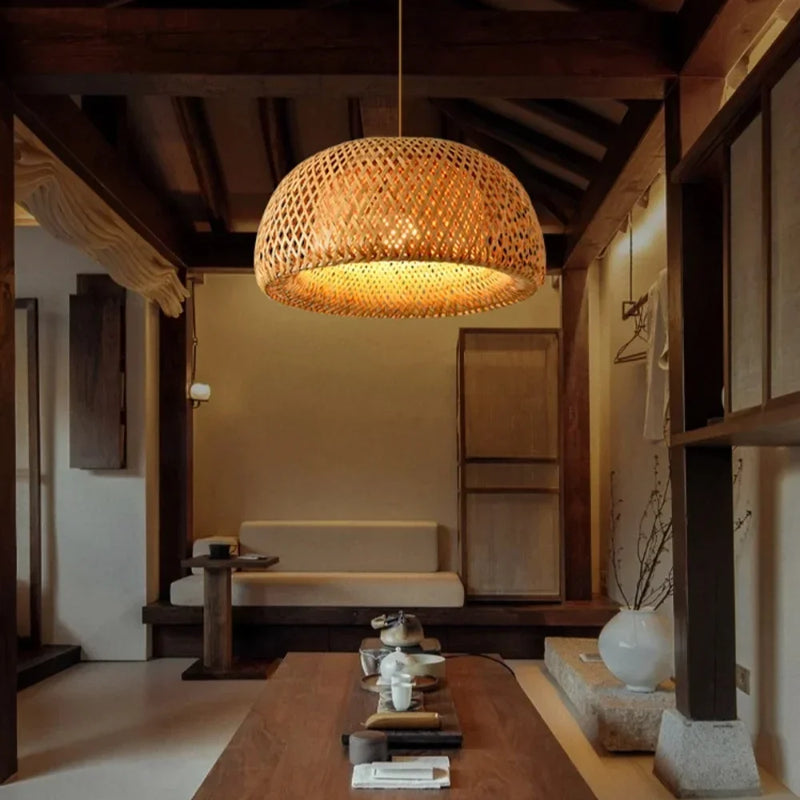 Hand-Woven Bamboo Pendant Light - Cappucci Living