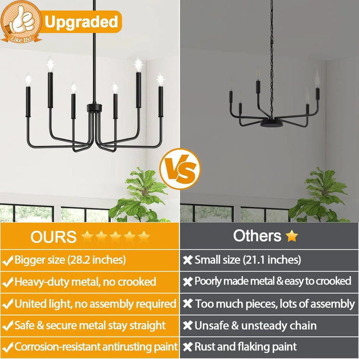 Semi-Flush Mount Iron Chandelier with LED Bulbs