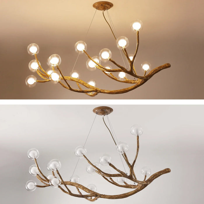 Resin and Iron Chandelier with Clear Glass Shades