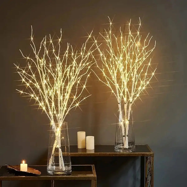 Battery-operated white birch branch LED lights for Christmas