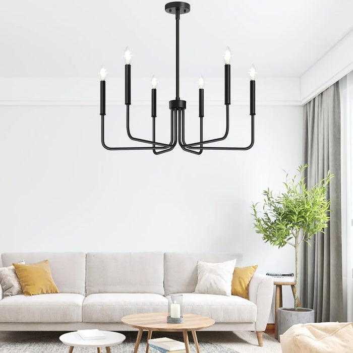 Industrial-Style Matte Black Chandelier for Home Décor