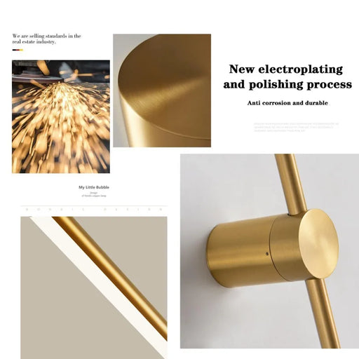 Collage of gold metal products with electroplating and polishing process text.