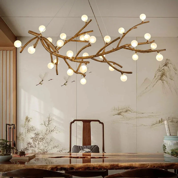 Japanese-Style Chandelier with Frosted Glass Shades