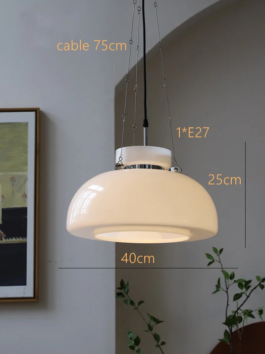 New White Glass France Country Vintage Pendant Lamp - Cappucci Living