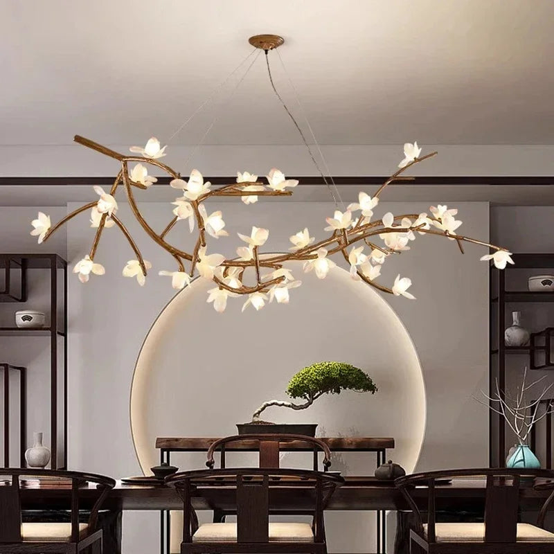 Modern Wooden Floral LED Pendant Light for Home Décor