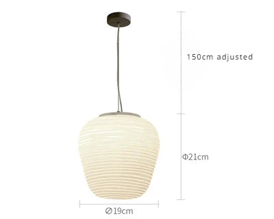 Simplistic White Stripe Glass Cord Pendant Lamp - Cappucci Living