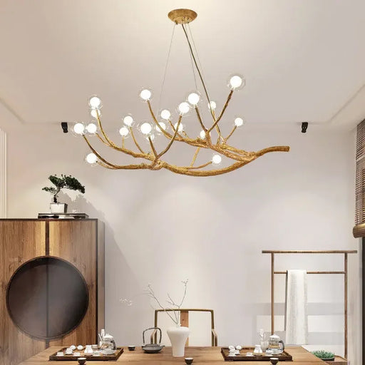 Glass Bubble LED Tree Branch Chandelier for Modern Interiors