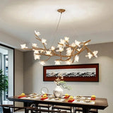 Gold Resin Flower-Inspired Chandelier for Dining Room