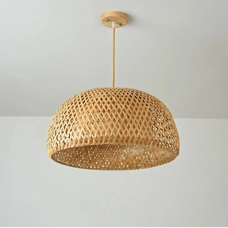 Hand-woven bamboo pendant light for cozy home decor