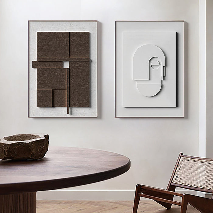 Three-dimensional Abstract Silent Style Geometric Morandi Hanging Painting - Cappucci Living