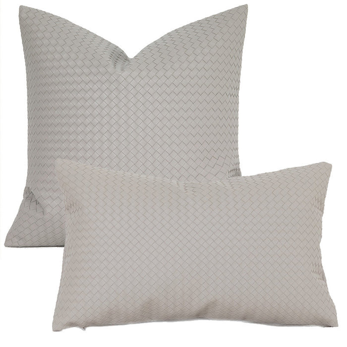 Woven Textured PU Leather Throw Pillow Cover - Cappucci Living