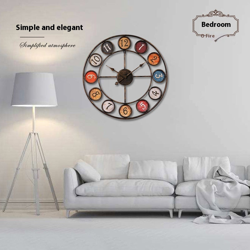 Large 60cm retro wall clock in modern living room décor – perfect statement piece