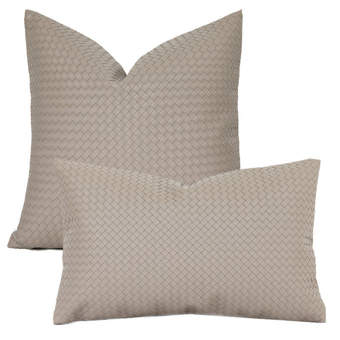 Woven Textured PU Leather Throw Pillow Cover - Cappucci Living